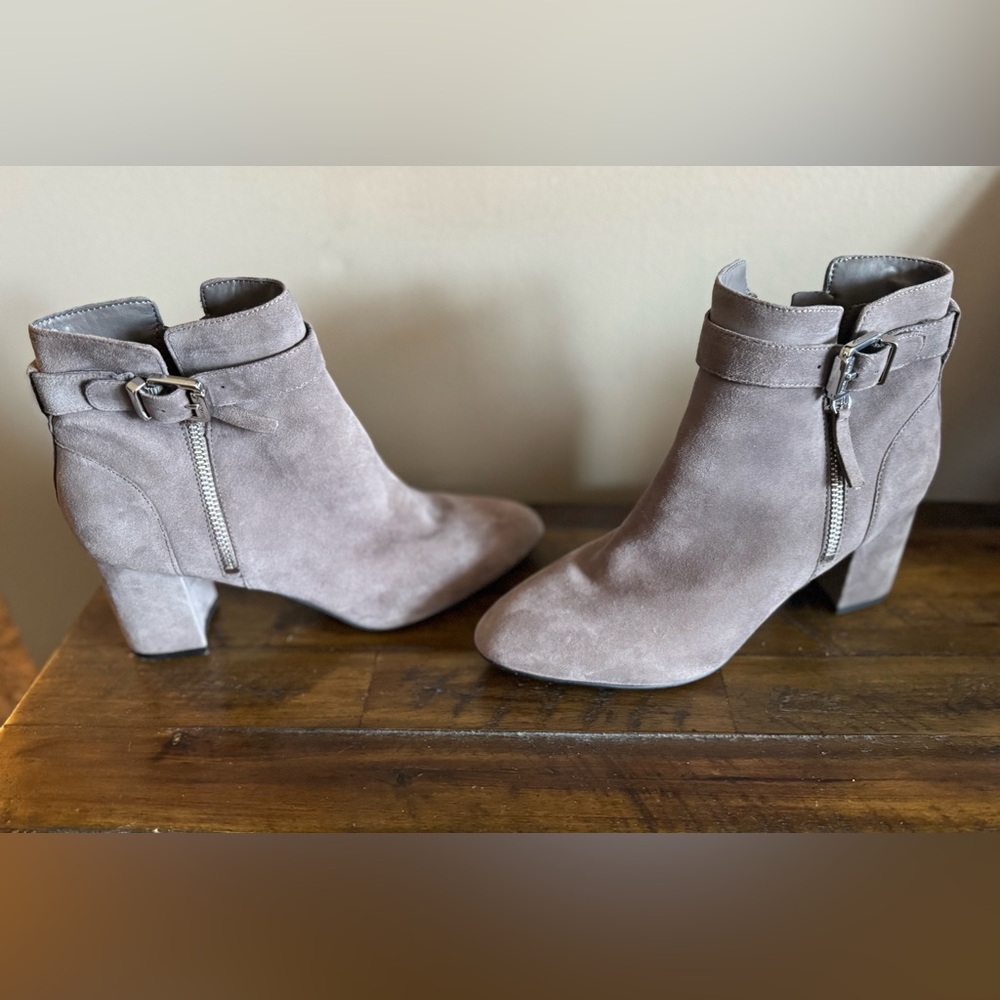 Marc Fisher Taupe Suede Ankle Booties, used